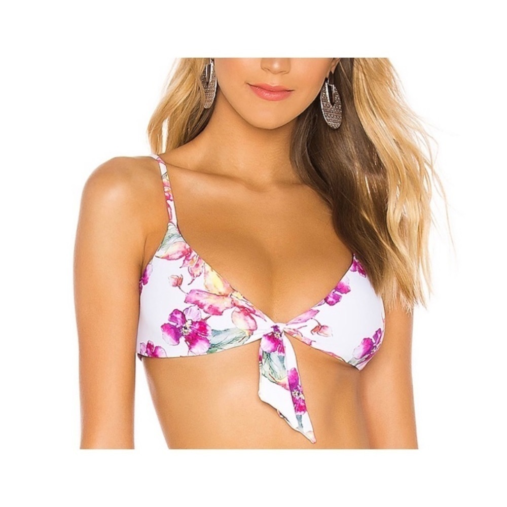 NWT REVOLVE PILYQ Wild Orchid Reversible Tie Bikini Top